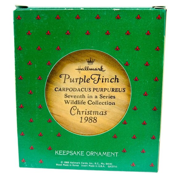 Hallmark Purple Finch Christmas Ornament 1988 Holiday Seventh in Wildlife Series - Picture 6 of 6